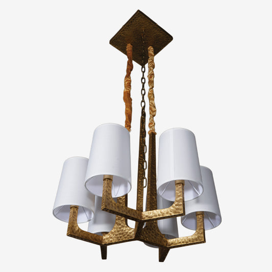 Hammered Fabric Shades Chandelier