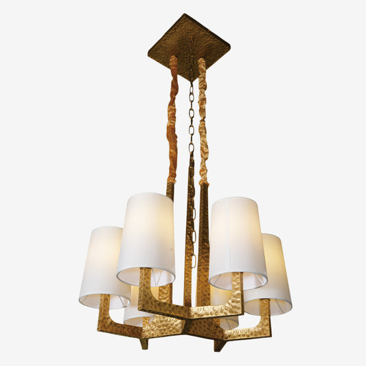 Hammered Fabric Shades Chandelier